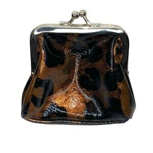 Miche Leopard Print Kisslock Coin Purse Wallet Brown Black NWT